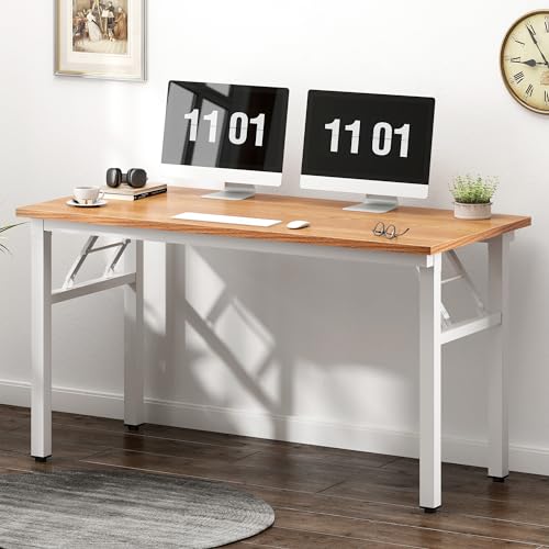 Need 47 inches Computer Desk Office Desk Folding Table with BIFMA Certification Computer Table Workstation,Teak White AC5BW-120 - color: Teak & White, size: 47 inches