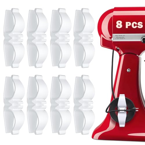 Lancord Cord Organizer for Appliance, 8 Pack Appliance Cord Organizer White | Upgraded Kitchen Appliance Cord Organizer Stick On Cord Wrap Cord Holder for Appliances Mixer, Coffee Maker, Pressure Cooker - color: 8*White