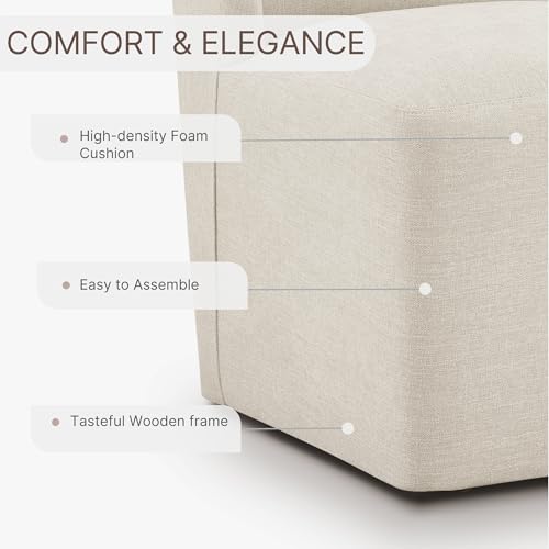 KISLOT Upholstered Dining Chairs Set of 1 with Casters, Wingback Modern Side Armless Deskchair with Rollers for Diningroom Bedroom Livingroom Reading Room, Cream Beige Fabric - color: A Cream Beige Fabric, size: Set of 1