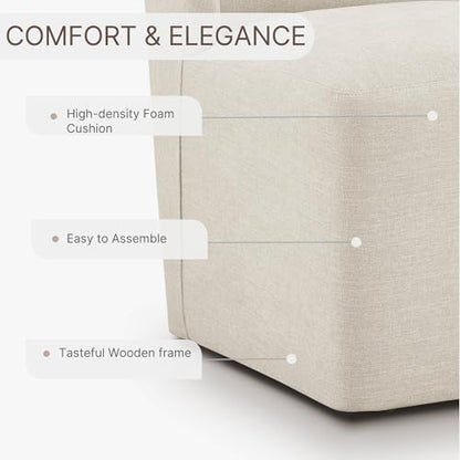 KISLOT Upholstered Dining Chairs Set of 4 with Casters, Wingback Modern Side Armless Deskchair with Rollers for Diningroom Bedroom Livingroom Reading Room, Cream Beige Fabric - color: A Cream Beige Fabric, size: Set of 4