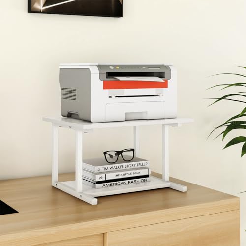 Livofloral Under Desk Printer Stand, 20.5 x 15.7 Inches Printer Table for Home Office, Printer Cart with Wheels and Storage Shelf, Rolling Industrial Printers Cart, White - color: White