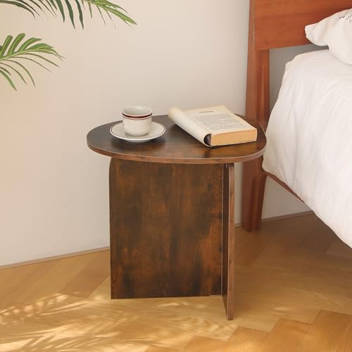 AWASEN Side Table, Small Triangle End Table Living Room, Rustic Brown | Modern Accent Table with Unique Tabletop, Mini Bedside Table for Small Spaces - color: Rustic Brown