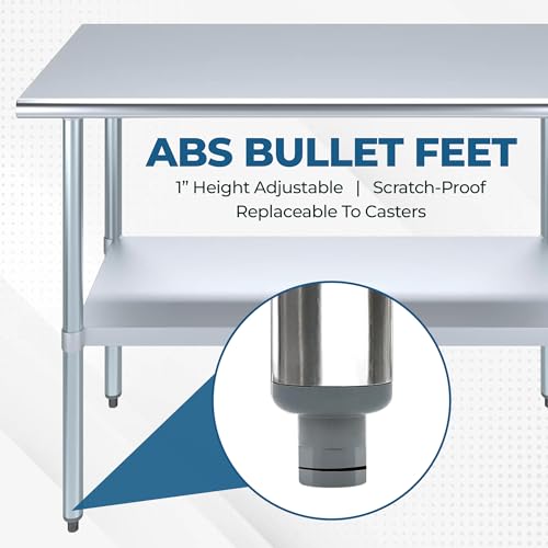 18" x 24" Stainless Steel Prep Table – NSF Certified Heavy Duty Work Table for Home & Commercial Use – Galvanized Undershelf & Legs - size: 24x18
