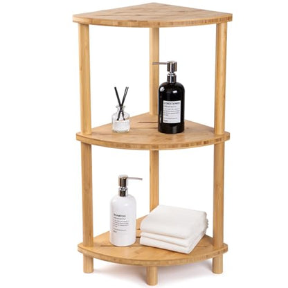 Corner Shower Caddy Stand, Bamboo Shower Organizer Standing with Anti-Slip Feet, Bathroom Corner Shelf,Waterproof & Durable, Space-Saving Design Storage for Kitchen or Living Room - style: Shower caddy-022
