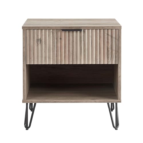BROVAVE Sturdy Metal Legs Bedside Stand, Nightstand with Textured Drawer, Accent Table for Bedroom for Indoor use, Grey - color: Grey