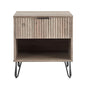 JOSHEN Sturdy Metal Legs Nightstand, Bedside Stand with Textured Drawer, Accent Table for Bedroom for Indoor use, Grey - color: Grey