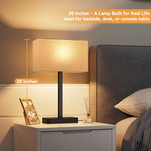 Hong-in Touch Lamps for Bedroom - 3-Way Dimmable Bedside Lamps Set of 2 with USB C+A, Beige Modern Table Lamp for Night Stands, Desk Lamp for Living Room Nightstand End Tables Bed Side - color: B. Beige&Black
