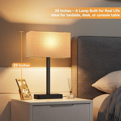 Hong-in Touch Lamps for Bedroom - 3-Way Dimmable Bedside Lamps Set of 2 with USB C+A, Beige Modern Table Lamp for Night Stands, Desk Lamp for Living Room Nightstand End Tables Bed Side - color: B. Beige&Black