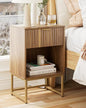 Masupu Fluted Nightstand,Modern Night Stand Wood Bedside Table with Storage Drawer Side End Table for Bedroom,Office,Walnut Brown - color: Walnut Brown