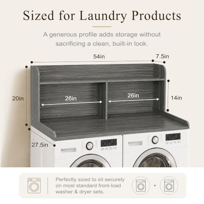 Royxen Laundry Countertop with 20“ Shelf Universal Fit, Washer and Dryer Countertop with Storage Space, Eucalyptus - color: Eucalyptus