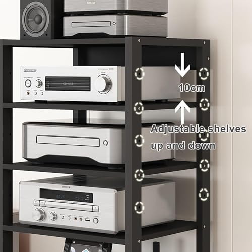 3/4/5 Tier Audio-Video Media Stand with Adjustable Shelves, Home Stereo System Entertainment Components Cabinet for Gaming, Meeting, Living, Recording Room, Black(50x40x48.5cm) - size: 50x40x48.5cm