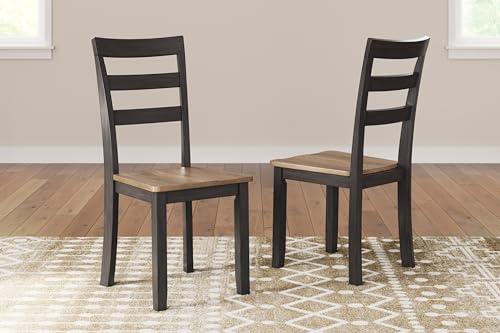 Signature Design by Ashley Gesthaven Solid Wood Frame Dining Chair, Set of 2, Natural/Brown - color: Light Brown & Dark Brown