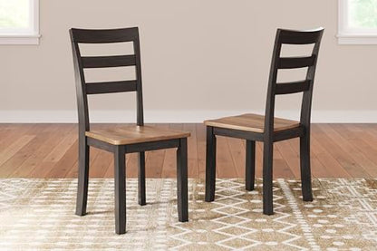 Signature Design by Ashley Gesthaven Solid Wood Frame Dining Chair, Set of 2, Natural/Brown - color: Light Brown & Dark Brown