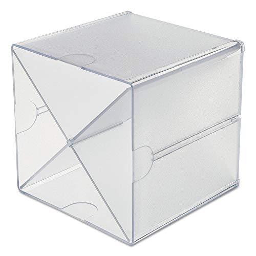 deflecto 350201 Desk Cube with "X" Dividers, Clear Plastic, 6 x 7-1/5 x 6