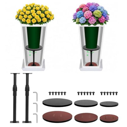 2 Set Adjustable Plant Risers for Inside Pots, 13-21” Telescopic Tapered Flower Pot Stand, Fits 6/8/10 Inch Base for Large Indoor & Outdoor Planters of All Shapes