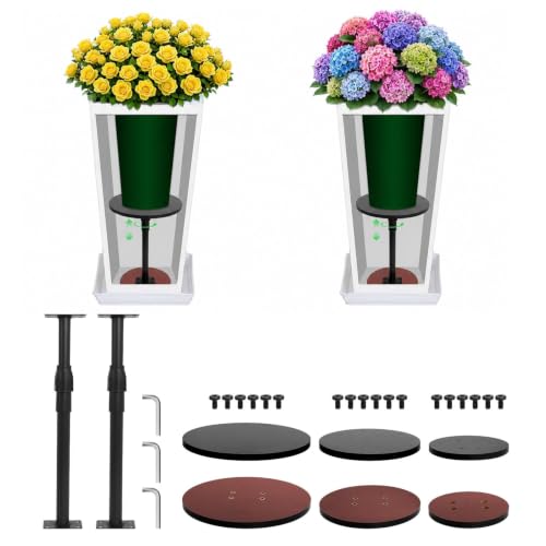2 Set Adjustable Plant Risers for Inside Pots, 13-21” Telescopic Tapered Flower Pot Stand, Fits 6/8/10 Inch Base for Large Indoor & Outdoor Planters of All Shapes