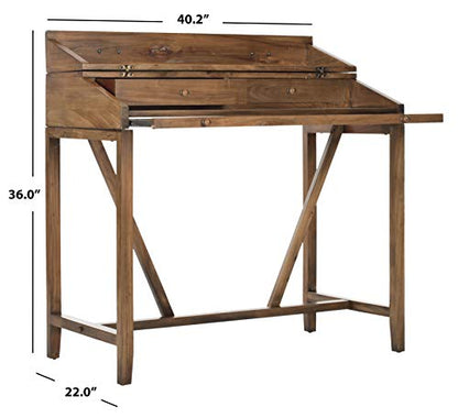 Safavieh American Homes Collection Wyatt Dark Teak Writing Desk - color: Oak