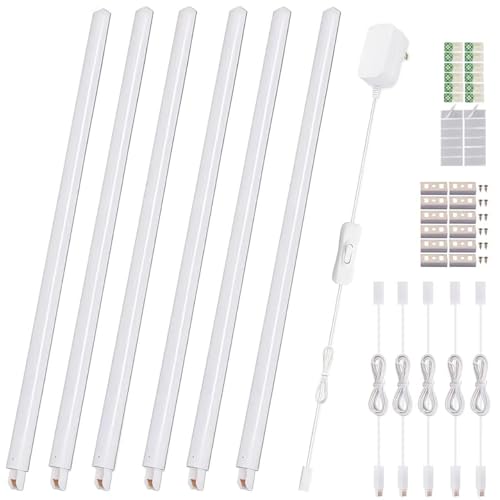 Cefrank LED Under Cabinet Lighting 6-Pack 12 inch Seamlessly Linkable Strip Light Bars for Cabinet, Kitchen, Shelf, Workbench, Cupboard, 1200 Lumen, Warm White 3000K - color: Warm White