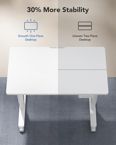HUANUO Electric Small Standing Desk, Whole Piece Desktop, Adjustable Height Computer Desk, 4 Height Memory Settings, Sit Stand Up Desk for Home Office, 35" x 20", White - size: 35" X 20"