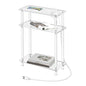 HMYHUM Acrylic Narrow Side Table with Charging Station, 7" Width, 3 Tier Small End Table for Small Spaces, Skinny Nightstand/Bedside Table with USB Ports & Outlet, Clear - size: 3-tier
