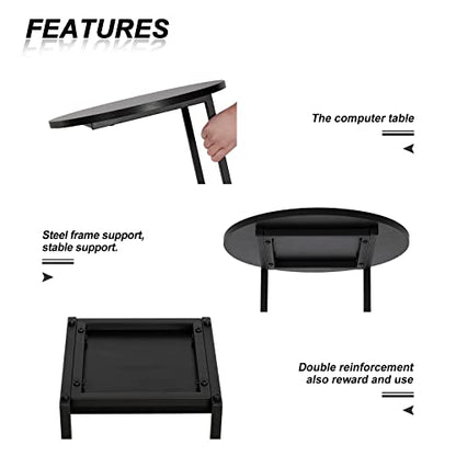 HDANI C Shaped End Table Set of 2,Couch Side Table That Slide Under,C Table End Table for Livingroom, Bedroom,Office (Black) - color: Black, size: Round 2 Pcs