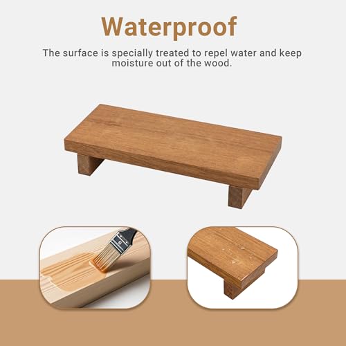 Small Wood Pedestal Stand - Wooden Bathroom Counter Decor - Home Decor Coffee Bar Accessories for Vanity, Counter, Sink