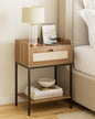 Nightstand,3-Tier Modern Night Stand,Bedside Table with Storage Drawer and Shelf,Small Side Table for Bedroom,Living Room,Walnut Brown - color: Walnut