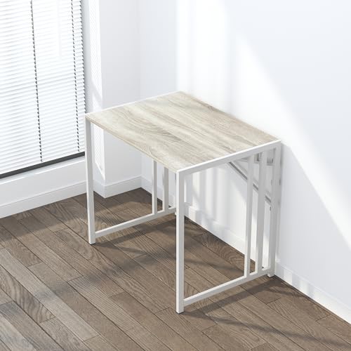 Lutown-Teen Small Folding Desk 32 inch, No Assembly Required Small Office Desk, Writing Gaming Computer Camping Desk, Beige - color: Beige, size: 32 Inch