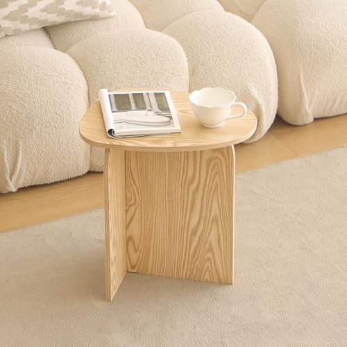 AWASEN Small Side Table, Mini End Table Living Room, Natural | Modern Accent Table with Unique Tabletop, Short Bedside Table for Small Spaces - color: Natural
