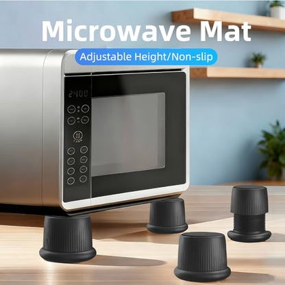 Microwave Risers - Adjustable Height (1.6in-2.6in) Microwave Oven Feet, 4-Pack Non-Slip Microwave Cooling Stand for Small Appliances (Microwave, Air Fryer) & Furniture (Sofa, Table) Black - color: Black