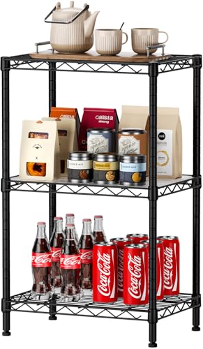 SINGAYE Small Shelves Kitchen Storage Shelf Wire Shelving Metal Adjustable | 3 Tier Shelf Organizers Storage Shelving Unit for Office Pantry Laundry Bathroom Closet Home 11.6" D X 17.6" W X 30" H Black - color: Black, size: 3 Tier 11.6"Dx17.6"Wx30"H