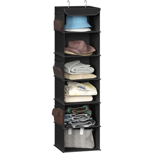 Simple Houseware 6 Shelf Hanging Closet Organizer, Black - color: Black, size: 6 Shelf