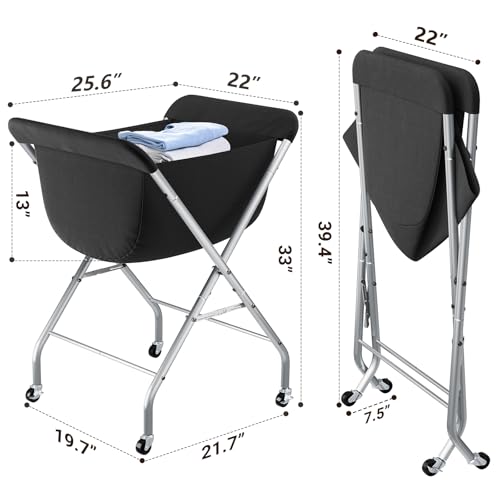 ELYKEN Laundry Basket with Wheels, Collapsible Laundry Hamper, Black | Removable Liner Bag, Foldable Design, 118L Capacity, Sturdy Metal Frame, 4 Casters, Laundry Cart for Bedroom, Laundry Room - color: Black, size: 25.6"L x 22"W x 33"H