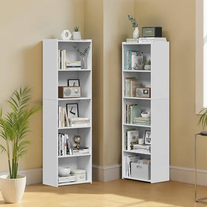 ZENY 5-Tier Shelf Bookcase, Freestanding Wood Storage Display Open Bookshelf for Home Office, White - color: White