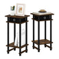 Furinno Turn-N-Tube Tall End Side Night Stand/Bedside Table with Bin Drawer, 2-Pack, Amber Pine/Black/Black | Tall Narrow Modern End Table with Storage Bin, Open Shelf Night Stand, Bedside Table, for Living Room, Bedroom - color: Amber Pine/Black/Black, s