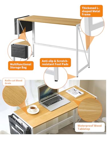 Modern Folding Desk Writing Computer Desk, Beige, 31.5 inch - color: Beige, size: 31.5 inch
