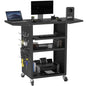 Mobile AV Cart with Pullout Keyboard Tray, Rolling Computer Cart Height Adjustable Rolling Media Utility Cart with 4 Wheels - size: Style8 24x18Wx42H