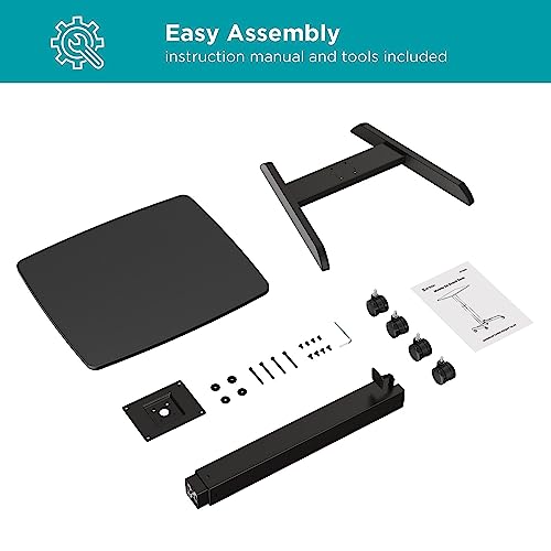 Kantek Mobile Sit Stand Laptop Cart, Adjustable Height (29"-49"), Rolling Laptop Computer Workstation 23.6" x 20.5", Foot Pedal Control, Steel Frame, Black - color: Black, style: Compact
