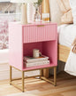 Masupu Fluted Nightstand, Modern Night Stand Wood Bedside Table with Storage Drawer Side End Table for Bedroom, Office, Pink - color: Flutted-pink