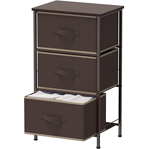 Simple Houseware 3 Drawer Nightstand Dresser with Wood Top, Brown - color: Brown, size: 3 Drawers