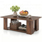 POWERSTONE 41 Inch 2-Tier Coffee Table with Storage Shelf, Wood Farmhouse Center Table with L Legs & Extra Bottom Support for Living Room, Rustic Brown - color: Rustic Brown