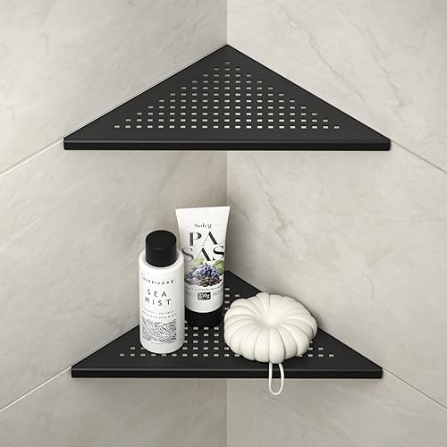 Corner Shower Shelves 10'', Grout in Shelf, Matte Black | 304 Stainless Steel Recessed Shelf for Bathroom, Shelf for Tiled Wall, 2 Pack - color: Black, size: 10"- 2 Pack