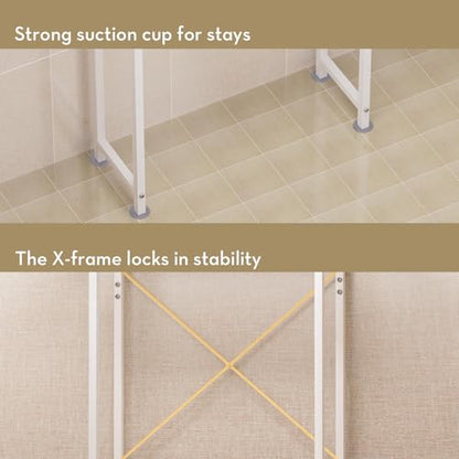 Glass Over the Toilet Shelf, 3-Tier Over-The-Toilet Storage Rack, Adjustable Shelf Bathroom Organizer, White Space Saving Shelves