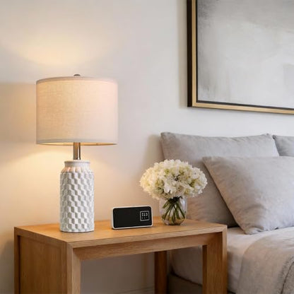 USumkky 20.5" Ceramic Table Lamps Set of 2 - Modern Farmhouse & Boho Style, Bedside Nightstand Lamps for Bedroom, Living Room End Table Lamps, Small Desk Lamp(Matte White) - color: 20.5" Matte white-2 Pack
