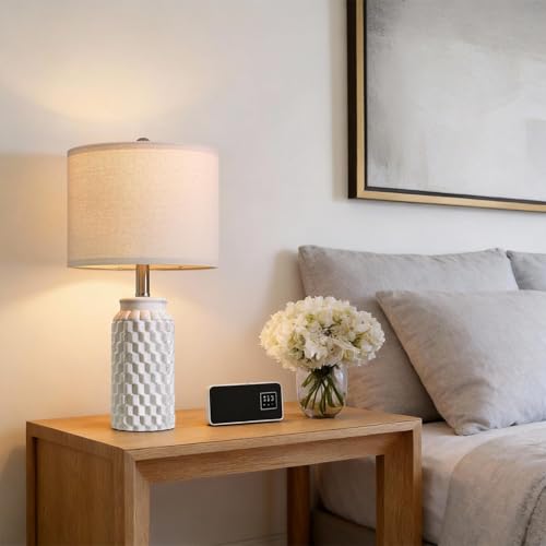 USumkky 20.5" Ceramic Table Lamps Set of 2 - Modern Farmhouse & Boho Style, Bedside Nightstand Lamps for Bedroom, Living Room End Table Lamps, Small Desk Lamp(Matte White) - color: 20.5" Matte white-2 Pack