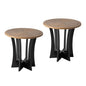 COZAYH Farmhouse Round End Table X 2P with Criss-Cross Wood Legs, Rustic French Country Side Table for Dinning or Living Room, Modern, Black, Natural Wood Color - color: Black