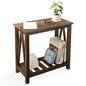 End Side Table with Storage Shelf Rectangle Narrow Nightstand Console Tables Brown Smooth End Table for Small Spaces Industrial Accent Side Table for Living Room Bathroom Bedroom - color: Brown