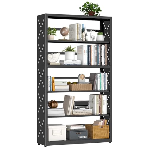 UNICOLY 5 Tier Black Bookshelf, 55" H Tall Bookshelf with 5 Storage Shelves, Heavy Duty Deep Shelves, Open Shelf Bookcase with 5 Bookends, Modern Display Shelves for Books, Toys, CD, W31×D10“ - color: Black, size: H55*W31*D10inch