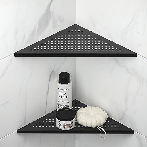 Corner Shower Shelves 12'', Grout in Shelf, Matte Black | 304 Stainless Steel Recessed Shelf for Bathroom, Shelf for Tiled Wall, 2 Pack Large Size - color: Black, size: 12"- 2 Pack