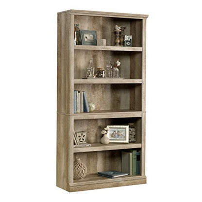 Sauder 5 Tier Book Shelf Wooden Bookcase Multipurpose Bookshelf for Home Office, Living Room, in Lintel Oak - color: Lintel Oak